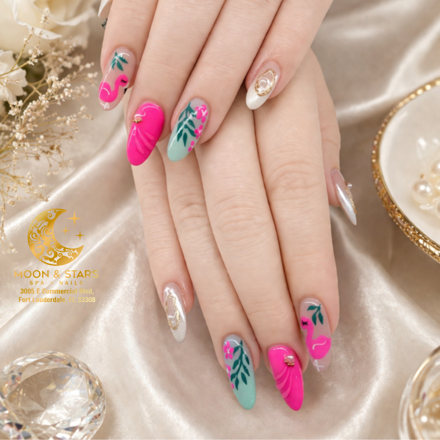 Moon and Stars Spa Nails (1)